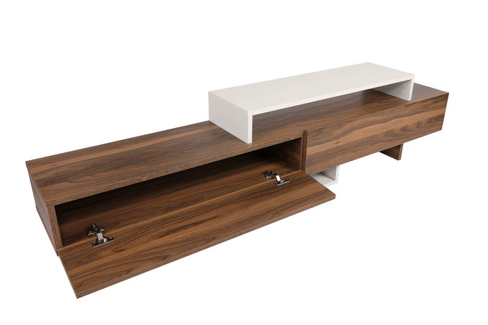 Hanah Home Nirvana Mueble de TV Blanco y Teca